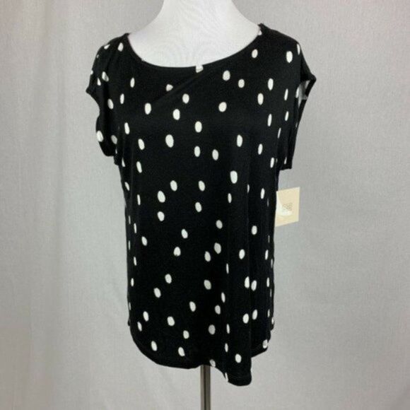 14th And Union Cap Sleeve Polka Dot Printed Top - Picture 5 of 6